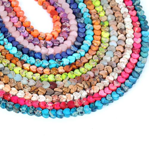 Gemstone Jewelry Beads, Natural Stone, Heart, polished, fashion jewelry & DIY, more colors for choice, 6x3mm, Approx 80PCs/Strand, Sold By Strand