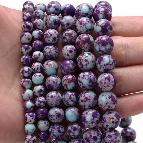 Gemstone Jewelry Beads Impression Jasper Round fashion jewelry & DIY mixed colors Sold Per Approx 38 cm Strand