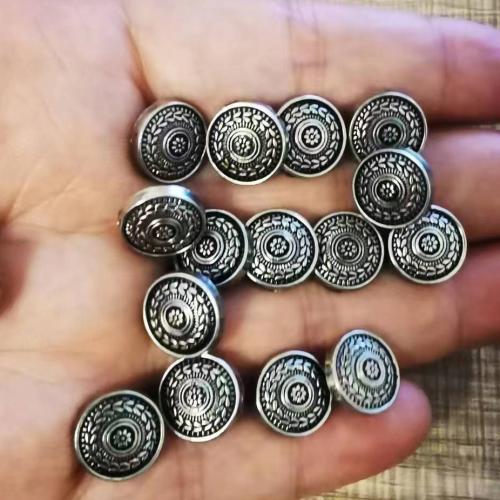 Zinc Alloy Shank Button, Rond plat, antiek zilver plated, mode sieraden & DIY, nikkel, lood en cadmium vrij, 12mm, Verkocht door PC