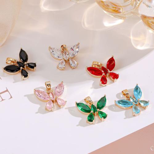 Brass Jewelry Pendants with Crystal Butterfly gold color plated fashion jewelry & DIY nickel lead & cadmium free Sold By PC