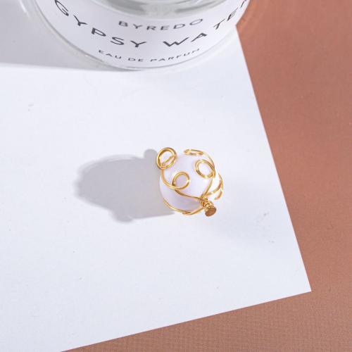 Brass Jewelry Connector with Plastic Pearl Round gold color plated fashion jewelry & DIY & 1/1 loop white nickel lead & cadmium free Sold By PC