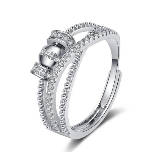 Cúbicos Circonia Micro Pave anillo de latón, metal, Joyería & diferentes estilos para la opción & micro arcilla de zirconia cúbica & para mujer, tamaño:7, Vendido por UD