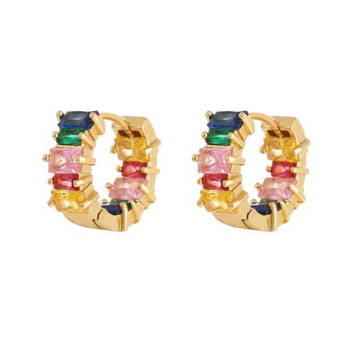Terningformet Zirkon Micro Pave Messing Øreringe, mode smykker & forskellige stilarter for valg & Micro Pave cubic zirconia & for kvinde, flere farver til valg, Solgt af par