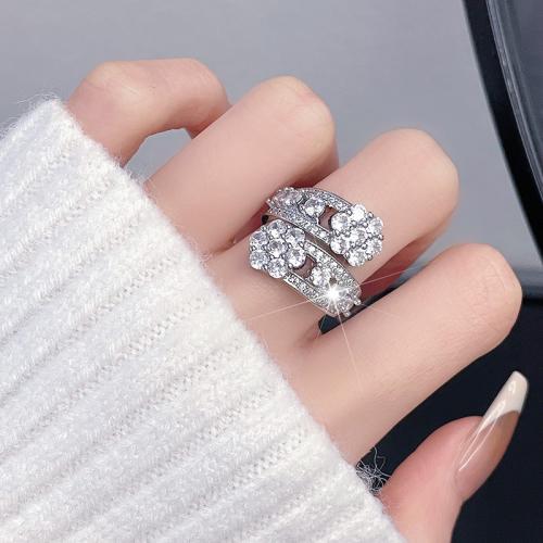 Brass δάχτυλο του δακτυλίου, Ορείχαλκος, κοσμήματα μόδας & διαφορετικά στυλ για την επιλογή & για τη γυναίκα & με στρας, Μέγεθος:7, Sold Με PC