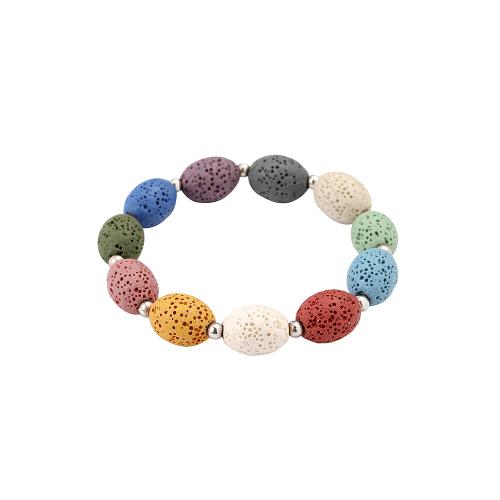 Bracelets de pierres précieuses, lave volcanique, bijoux de mode & pour homme, multicolore, Vendu par Environ 20 cm brin