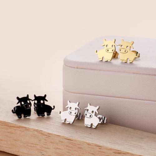 Stainless Steel Stud Earrings 304 Stainless Steel Cow fashion jewelry & Unisex Sold By Pair