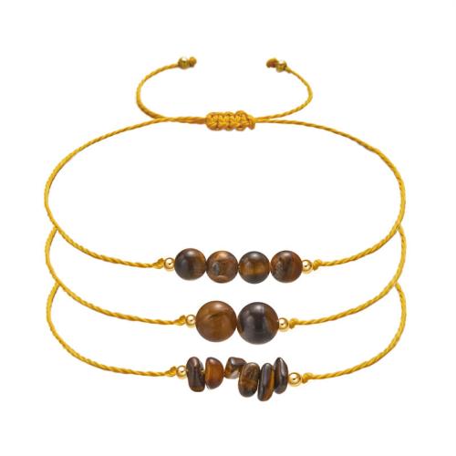 Gemstone Bracelets, Natural Stone, with Nylon Cord, handmade, three pieces & fashion jewelry & Unisex & adjustable, more colors for choice, nickel, lead & cadmium free, Length:Approx 16-30 cm, Sold By Set