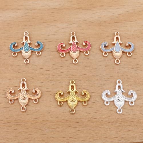 Tibetan Style Connector, plated, DIY & enamel & 1/3 loop, more colors for choice, nickel, lead & cadmium free, 19x20mm, 50PCs/Bag, Sold By Bag