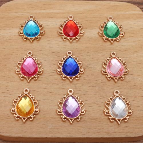 Tibetan Style Rhinestone Pendants, gold color plated, DIY & with rhinestone, more colors for choice, nickel, lead & cadmium free, 19x24mm, 100PCs/Bag, Sold By Bag