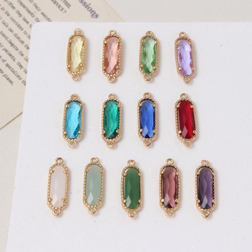 Brass Jewelry Connector, with Crystal, Rectangle, gold color plated, DIY & 1/1 loop, more colors for choice, nickel, lead & cadmium free, 21x7mm, Sold By PC