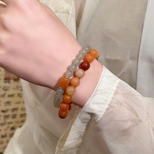 Brass Bracelet & Bangle, with Lighter Imperial Jade, plated, fashion jewelry, mixed colors, nickel, lead & cadmium free, Length:35.5 cm, Sold By PC
