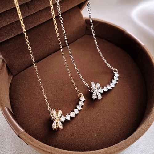 Cubic Zircon Micro Pave Brass Necklace with 7.3cm extender chain plated fashion jewelry & micro pave cubic zirconia nickel lead & cadmium free Length 41.7 cm Sold By PC