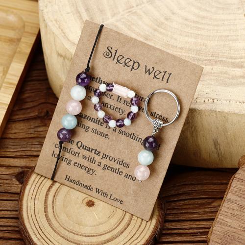 Natural Gemstone Jewelry Sets, ​Amazonite​, with Amethyst & 304 Stainless Steel, handmade, fashion jewelry & different materials for choice & Unisex, Sold By PC
