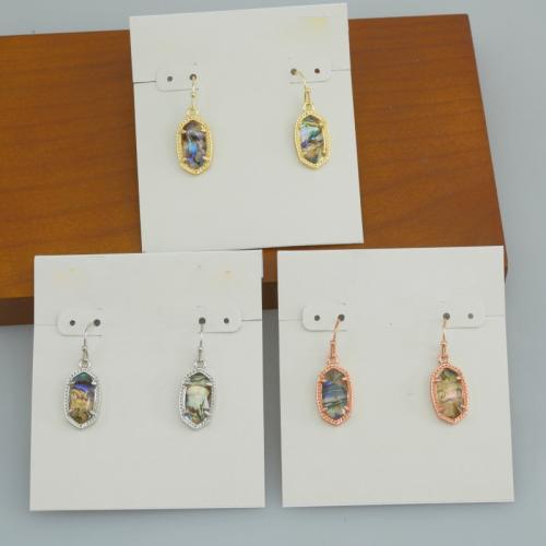Brass Drop Earring, with Abalone Shell, plated, for woman, more colors for choice, 10x17mm, Sold By Pair