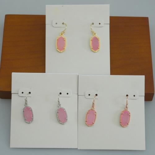 Boucles d'oreilles pendantes en laiton, avec agate quartz de glace, Placage, pour femme, plus de couleurs à choisir, 10x17mm, Vendu par paire