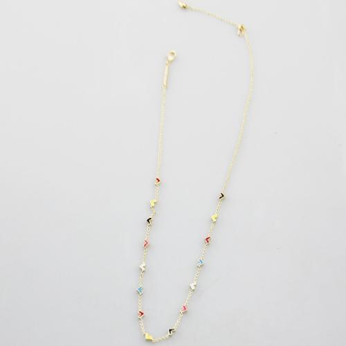 Brass Necklace, plated, for woman & enamel, golden, Length:Approx 47 cm, Sold By PC