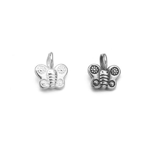 925 Sterling Silver Pendant, Butterfly, DIY, more colors for choice, 8x8.50mm, Sold By PC