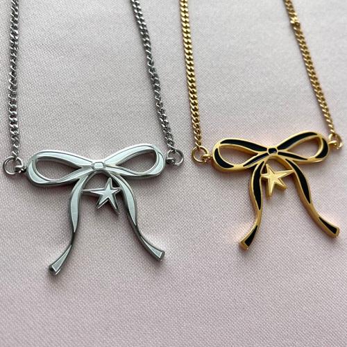 Titanium Steel Necklace, plated, for woman & enamel, more colors for choice, Length:Approx 41-50 cm, Sold By PC
