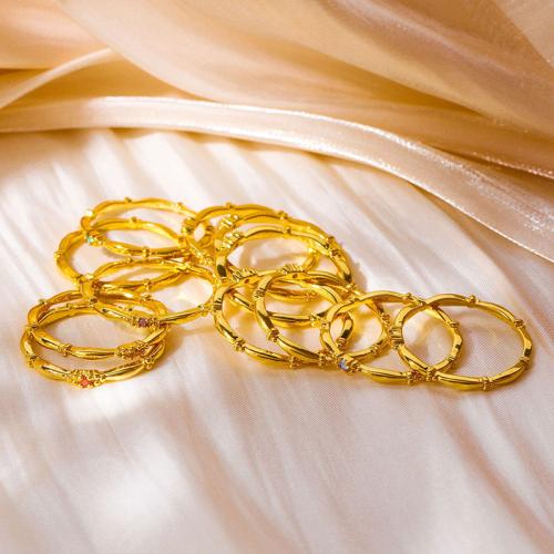 Cúbicos Circonia Micro Pave anillo de latón, metal, chapado, micro arcilla de zirconia cúbica & para mujer, dorado, tamaño:7, Vendido por UD