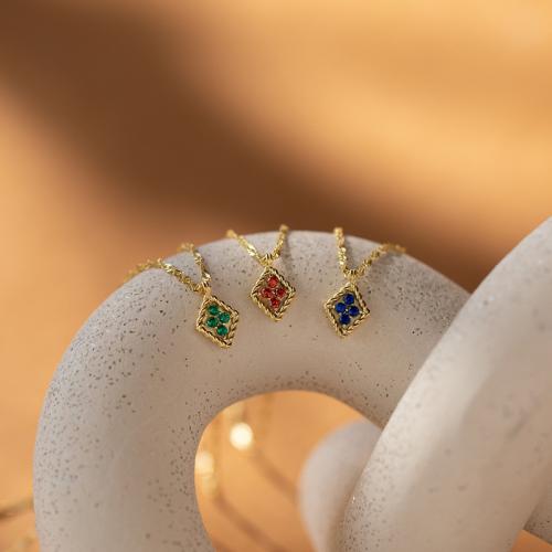 Titanstahl Halskette, mit Verlängerungskettchen von 5cm, Micro pave Zirkonia & für Frau, goldfarben, Länge 45 cm, verkauft von PC