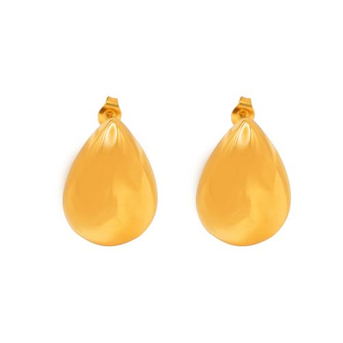 Stainless Steel Stud Earrings 304 Stainless Steel Teardrop fashion jewelry & for woman golden Sold By Pair