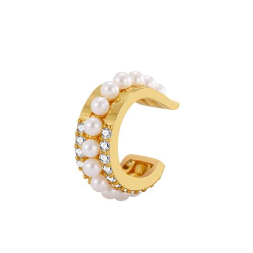 Befestiger Zirkonia Messing Ohrring, mit Kunststoff Perlen, plattiert, Modeschmuck & Micro pave Zirkonia & für Frau, keine, verkauft von PC