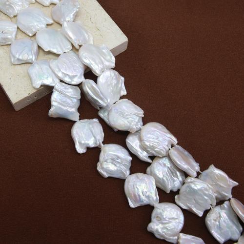 Perles nacres baroques de culture d'eau douce , perle d'eau douce cultivée, bijoux de mode & DIY, blanc, Length about 17-18mm, Vendu par Environ 38 cm brin