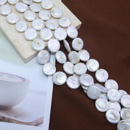 Button Gekweekte Zoetwater Parel kralen, Knop, mode sieraden & DIY, wit, Length about 10-11mm, Per verkocht Ca 38 cm Strand