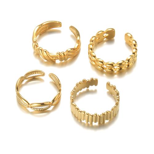 Prst prsten z nerezové oceli, 304 Stainless Steel, módní šperky & různé styly pro výběr & pro ženy, zlatý, Prodáno By PC