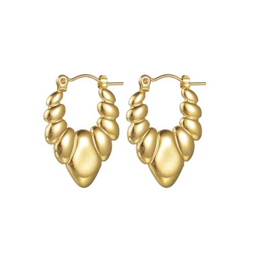 Acier inoxydable Levier Retour Earring, Acier inoxydable 304, Plaqué or 18K, bijoux de mode & pour femme, doré, 26x18mm, Vendu par paire