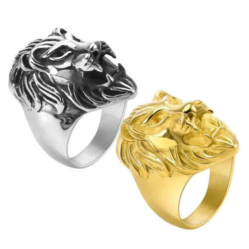 Палец кольцо из нержавеющей стали, Нержавеющая сталь 304, Лев, ювелирные изделия моды & разный размер для выбора & Мужский, Много цветов для выбора, продается PC