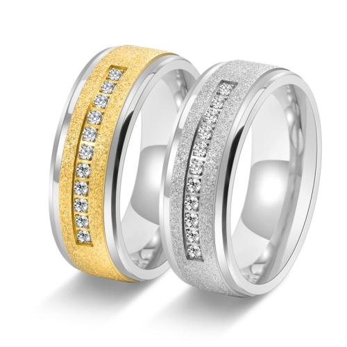 Rhinestone-Edelstahl -Finger-Ring, 304 Edelstahl, verschiedene Größen vorhanden & für den Menschen & mit Strass, keine, width 8mm, verkauft von PC