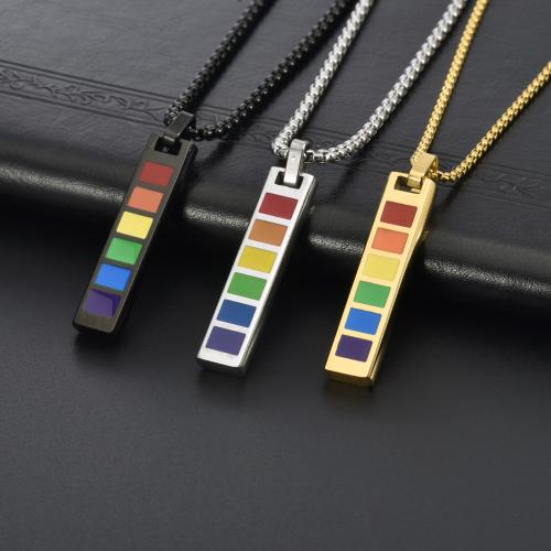 Stainless Steel Sweater Chain Necklace, 304 Stainless Steel, polished, Unisex & different styles for choice & enamel, more colors for choice, 42x10mm, Length:Approx 60 cm, Sold By PC