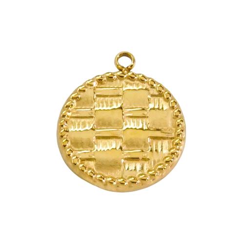 Stainless Steel Pendants, 304 Stainless Steel, Flat Round, Vacuum Ion Plating, DIY, golden, 11x13mm, Sold By PC