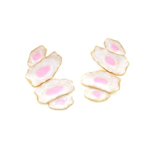 Zinc Alloy Stud Earring plated fashion jewelry & enamel gold nickel lead & cadmium free Sold By Pair