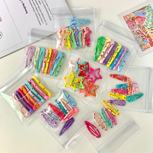 Hair Snap Clips Zinc Alloy handmade Girl mixed colors Sold By Set