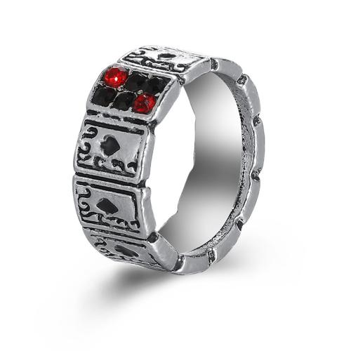 Zink Alloy Finger Ring, mode smycken & Unisex & med strass, ursprungliga färgen, Säljs av PC