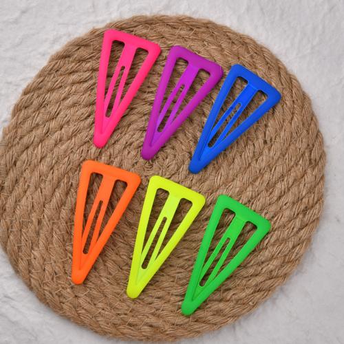 Hair Snap Clips, Tibetan Style, Triangle, Girl & enamel & hollow, more colors for choice, 66x33mm, Sold By PC