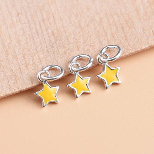 925 Sterling Silver Pendant, Star, DIY & enamel, silver color, 12x6.50x1.20mm, Sold By PC