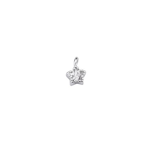 Cubic Zirconia Micro Pave 925 Sterling Silver Pendant, Star, DIY & micro pave cubic zirconia, more colors for choice, 3.90x5.50mm, Sold By PC