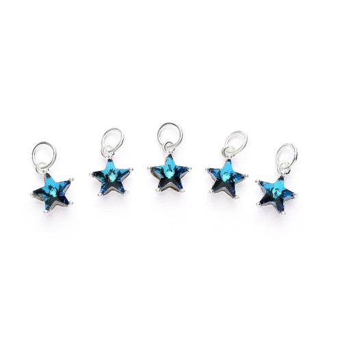 925 Sterling Silver Pendant with Austrian Crystal Star DIY silver color Sold By PC