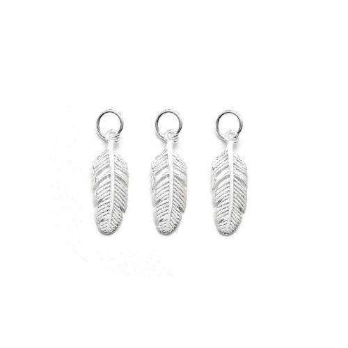 925 Sterling Silver Pendant Feather DIY silver color Sold By PC
