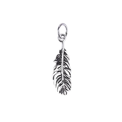 925 Sterling Silver Pendant, Feather, DIY, original color, 22.60x7mm, Sold By PC