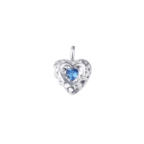Cubic Zirconia Micro Pave 925 Sterling Silver Pendant, Heart, DIY & micro pave cubic zirconia, more colors for choice, 11.90x15.50mm, Sold By PC
