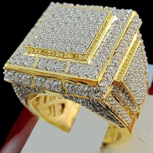 Tibetan Style Finger Ring, plated, different size for choice & micro pave cubic zirconia & for man, golden, Sold By PC
