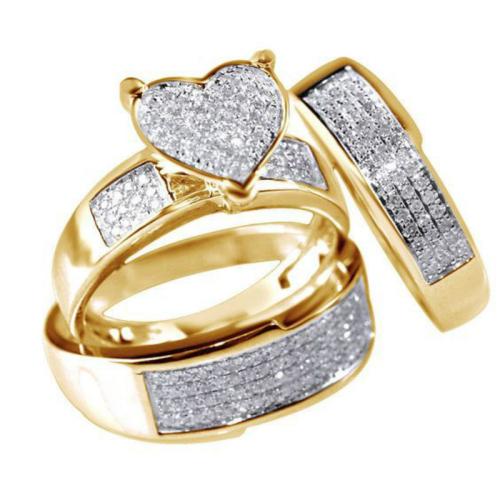 Couple Finger Rings Zinc Alloy plated Unisex & micro pave cubic zirconia Sold By Set