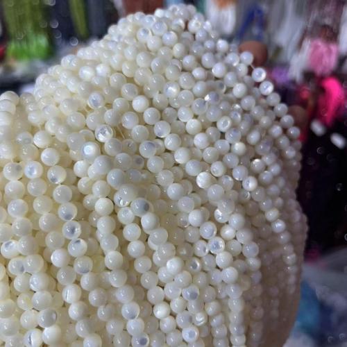 Natürliche Süßwasser Muschel Perlen, Pearl Shell, rund, poliert, DIY & verschiedene Größen vorhanden, weiß, verkauft per ca. 38-40 cm Strang