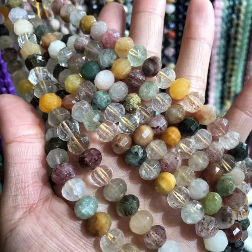 Quartz naturel bijoux perles, quartz rutile, Citrouille, poli, DIY, multicolore, 8x9mm, Vendu par Environ 38-40 cm brin
