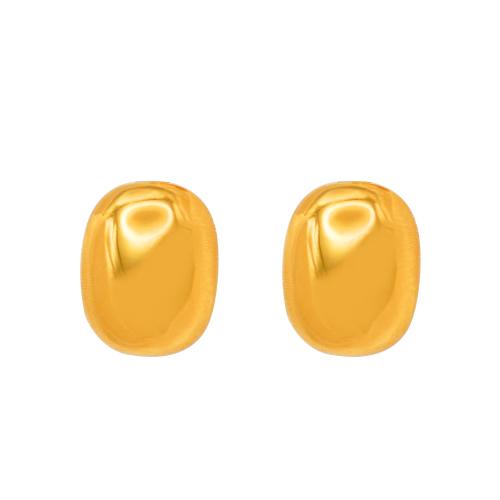 Stainless Steel Stud Earrings, 304 Stainless Steel, 18K gold plated, fashion jewelry & for woman, golden, 15x12mm, Sold By Pair