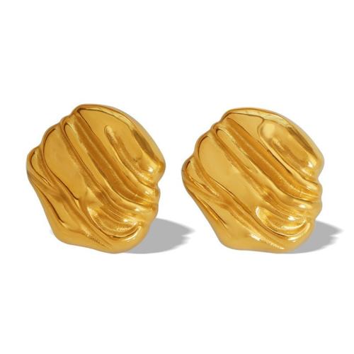 Stainless Steel Stud Earrings, 304 Stainless Steel, 18K gold plated, fashion jewelry & for woman, golden, 22x23mm, Sold By Pair